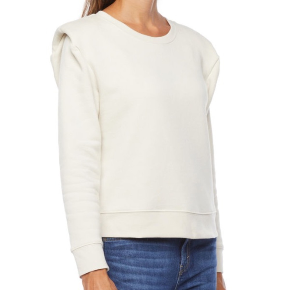 NWOT Padded Shoulder Sweatshirt, Ivory / Off-white, XS